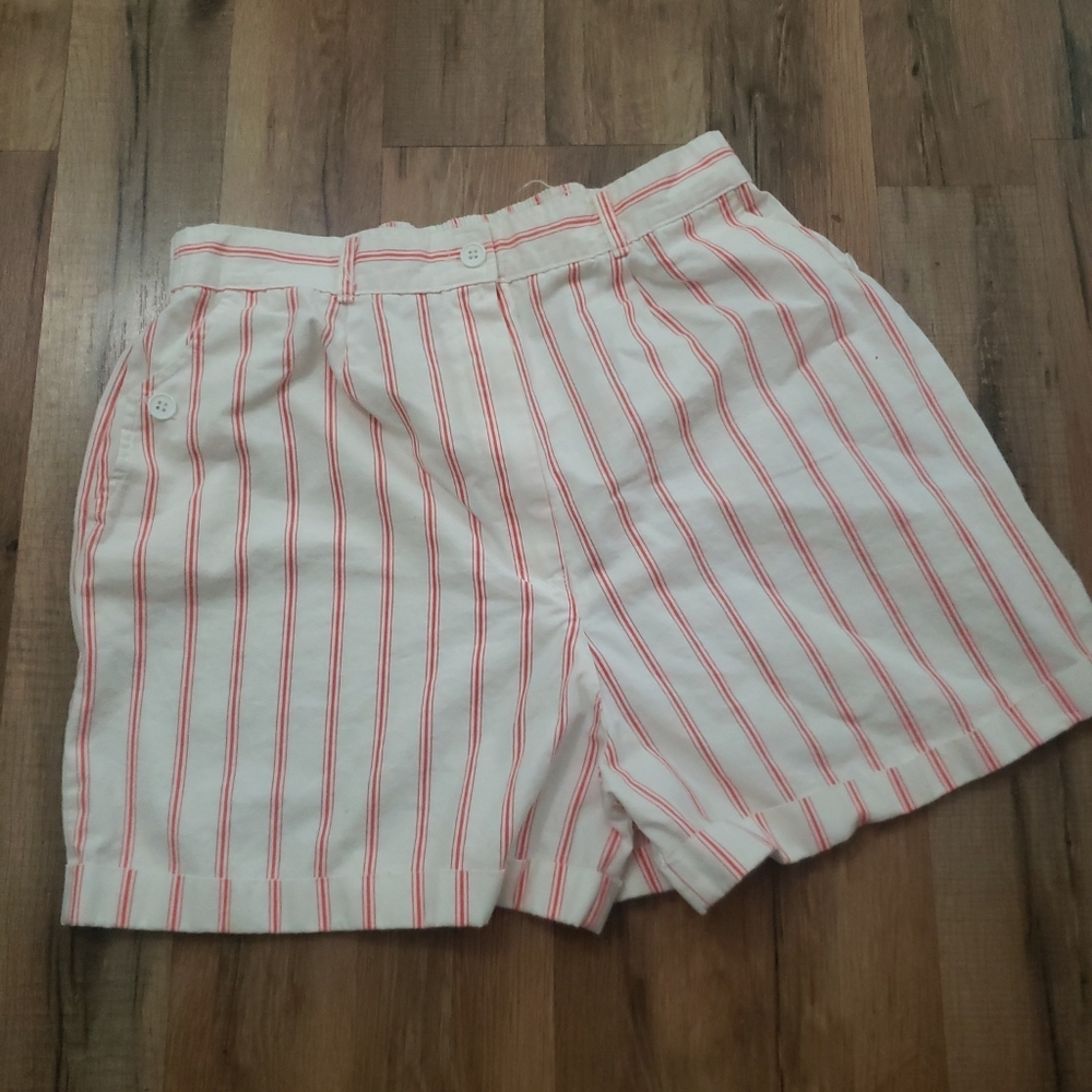 Vintage 80s Anchor Reef Striped High Waisted Mom Shorts Size Med large
